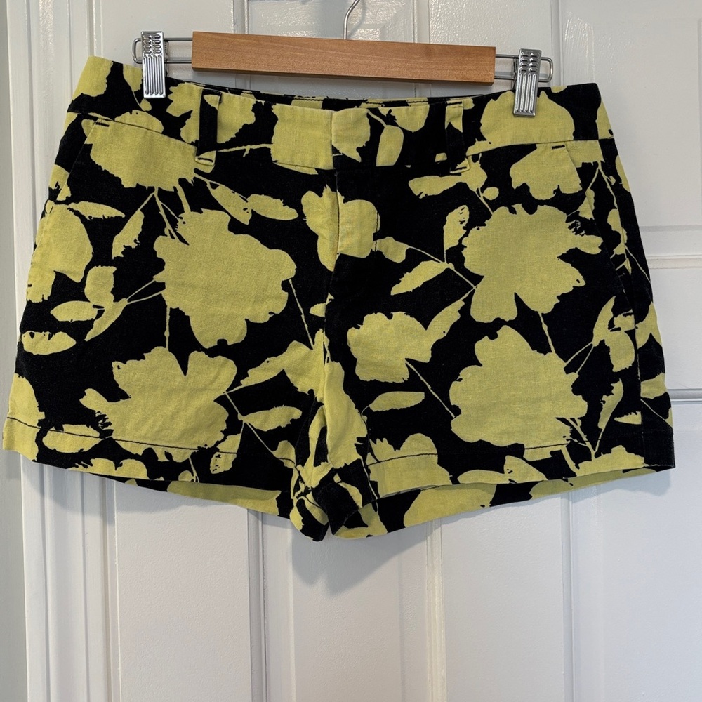 Loft Floral Black and Yellow Women Shorts